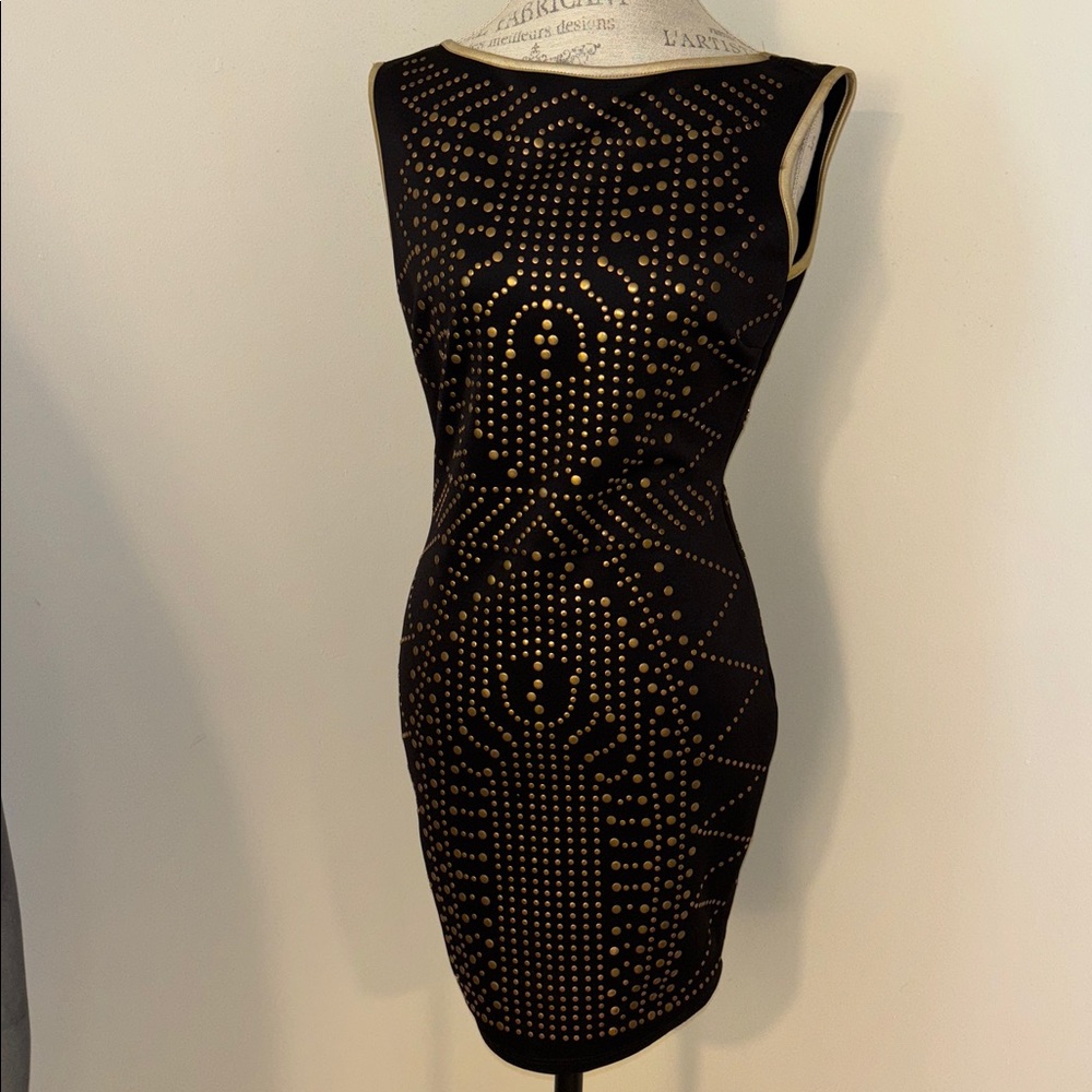 Va Va Voom Black and Gold Backless Dress
